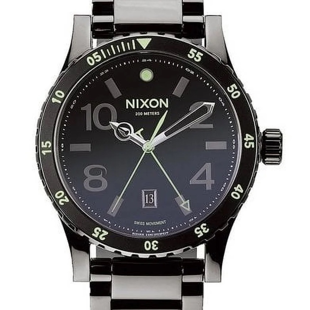 Nixon Men's Diplomat SS Black Dial Gunmetal Steel Watch A2771885